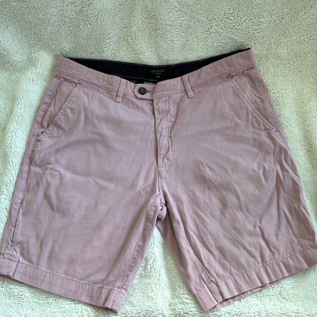 Ted Baker | 34r | Men's Pink Chino Shorts Flat Front Casual Cotton Preppy Fratty